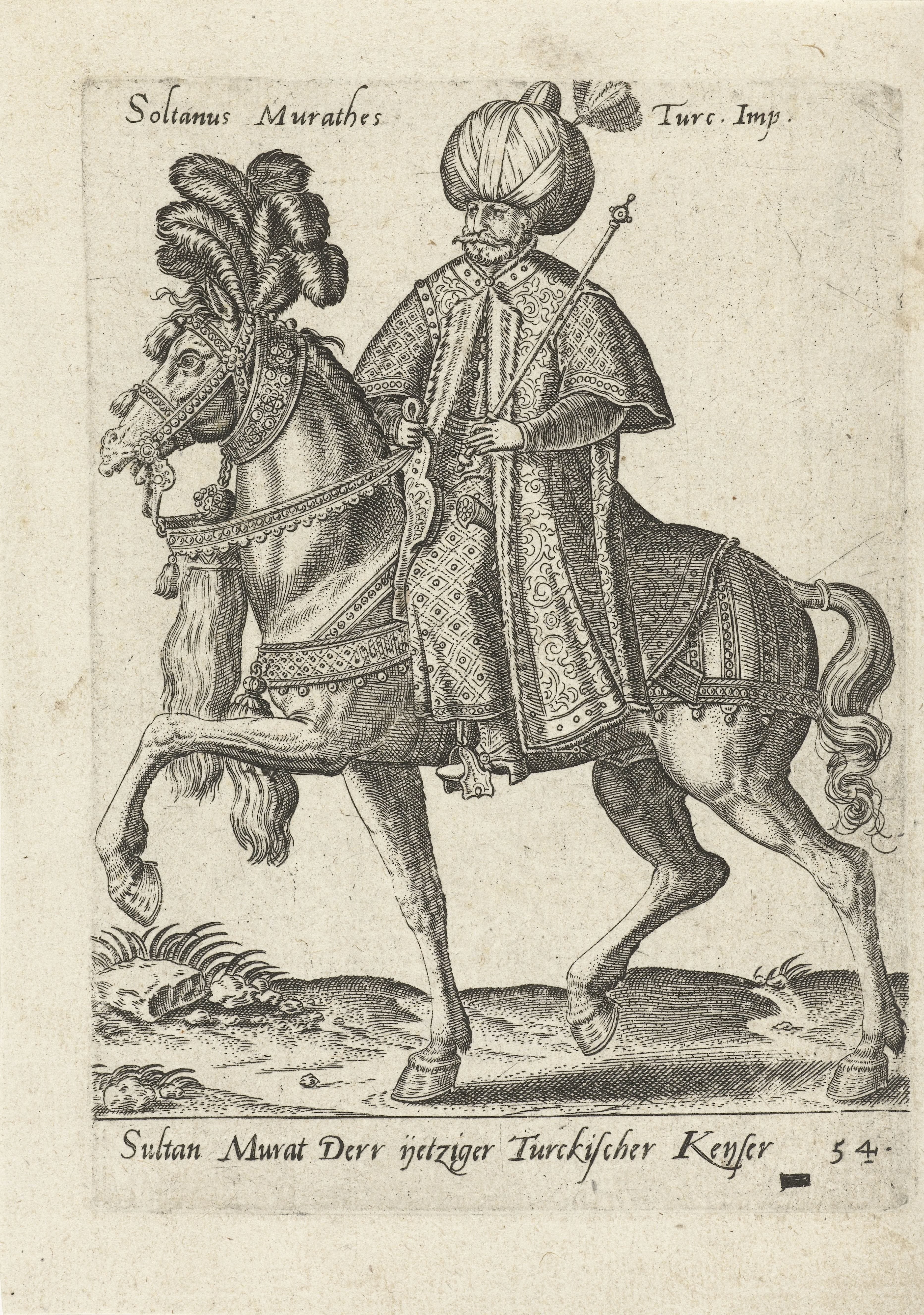 Sultan Murat III te paard by Abraham de Bruyn