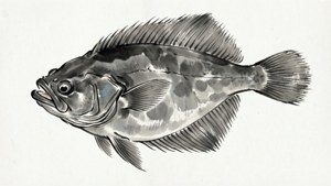 Sumi-e Flounder Ink Painting