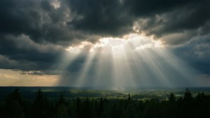 Sun Rays Through Storm Clouds