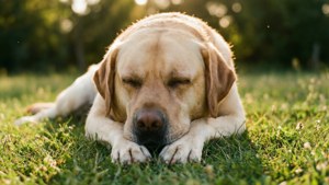 Sunbathing Yellow Labrador