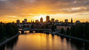 Sundsvall Skyline at Sunset