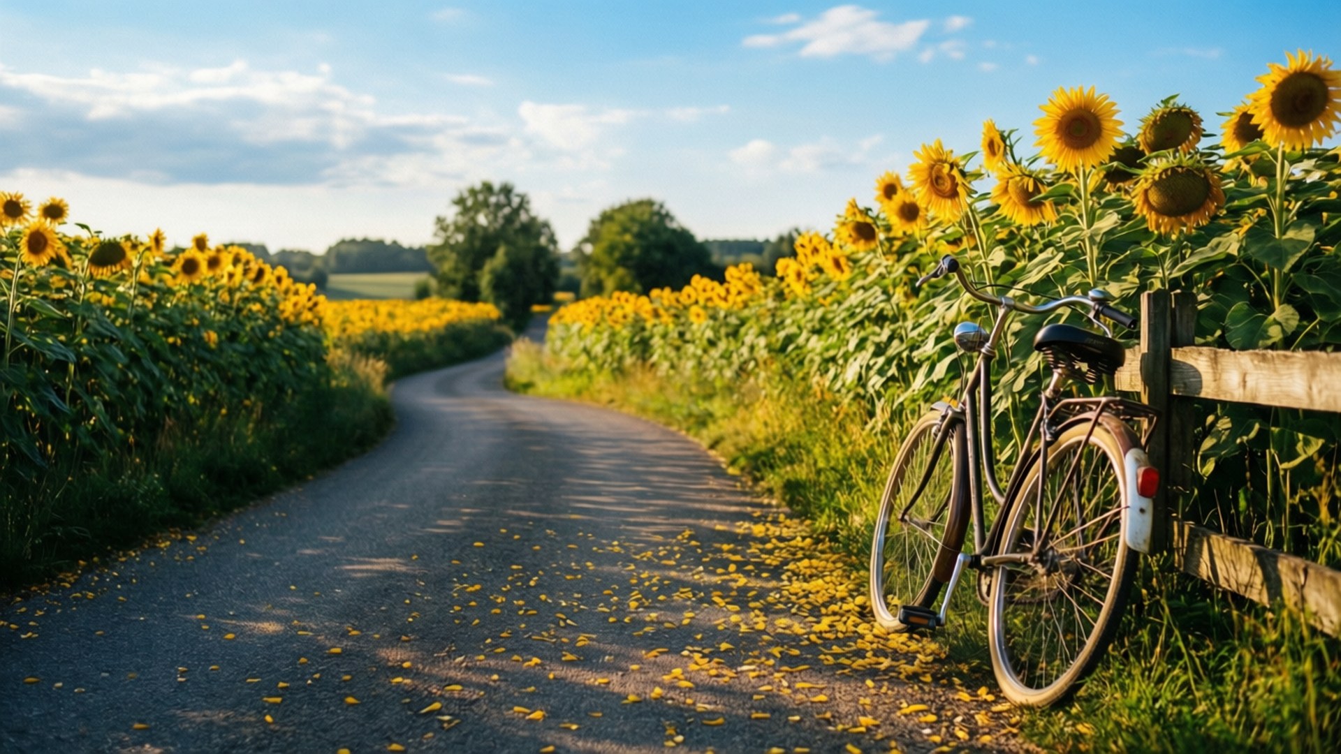 Sunflower Country Road by Wallpapers.art Studio