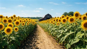 Sunflower Field Path