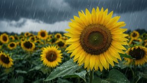 Sunflower Field Rain