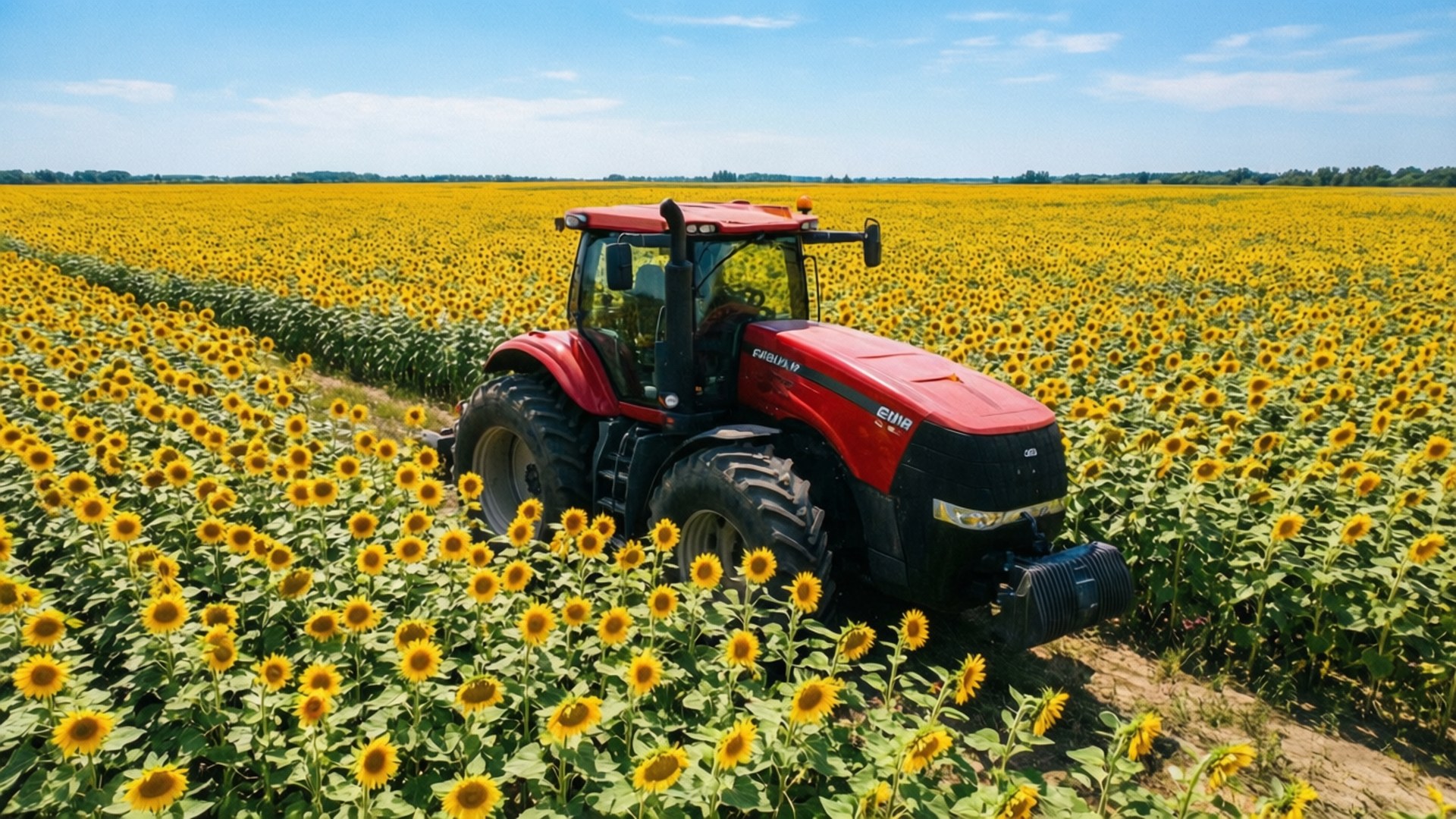 Sunflower Tractor by Wallpapers.art Studio