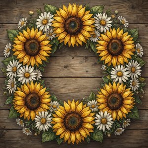 Sunflower Wreath Border