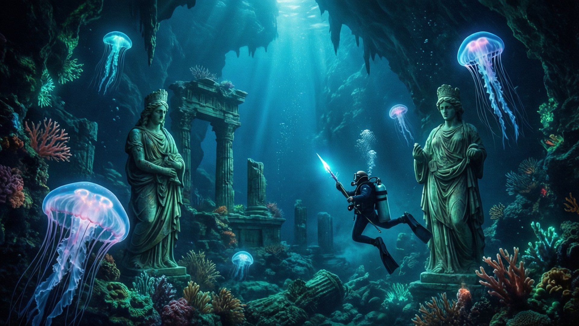 Sunken Ruins Depths by Wallpapers.art Studio