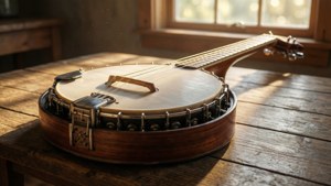 Sunlit Banjo Close-Up