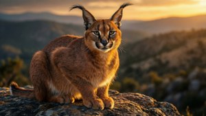 Sunlit Caracal Portrait