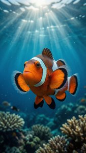 Sunlit Clownfish in Blue