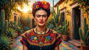 Sunlit Frida in Courtyard