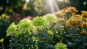 Sunlit Garden Chrysanthemums