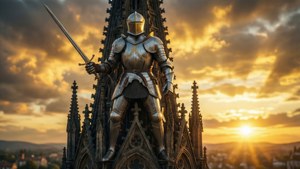 Sunlit Knight on Spire