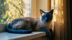 Sunlit Korat Lounging