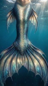 Sunlit Mermaid Tail Closeup