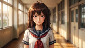 Sunlit School Hallway