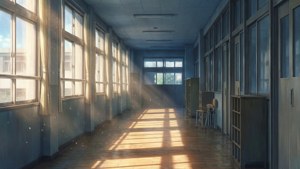 Sunlit School Hallway