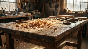 Sunlit Wooden Workshop
