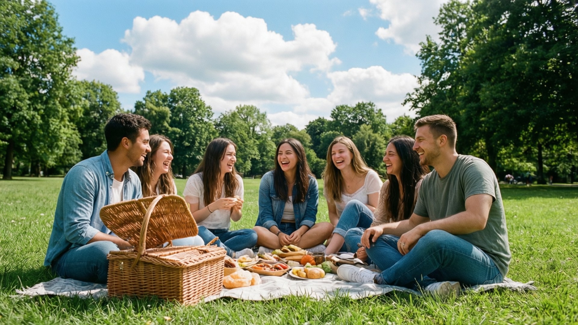 Sunny Park Picnic by Wallpapers.art Studio