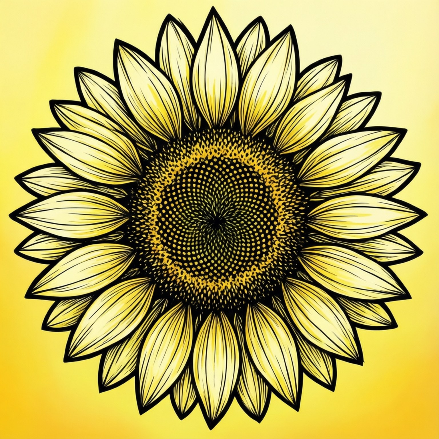 Sunny Sunflower Outline by Wallpapers.art Studio