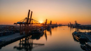 Sunrise at Tianjin Port
