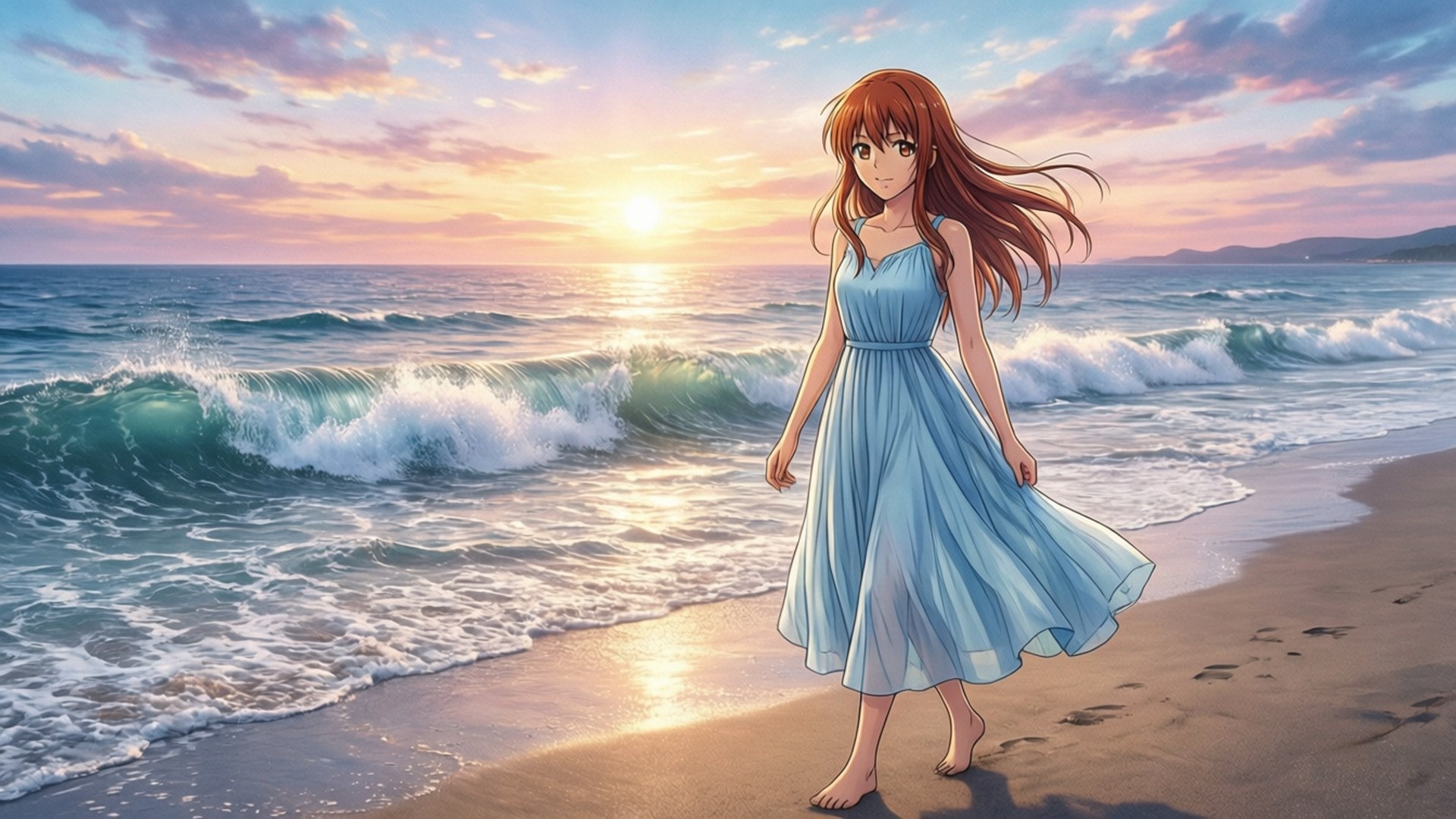 Sunrise Beach Stroll by Wallpapers.art Studio