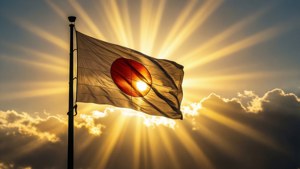 Sunrise Behind Flag