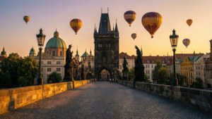 Sunrise Hot Air Balloons Over Bridge