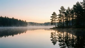 Sunrise Misty Lake