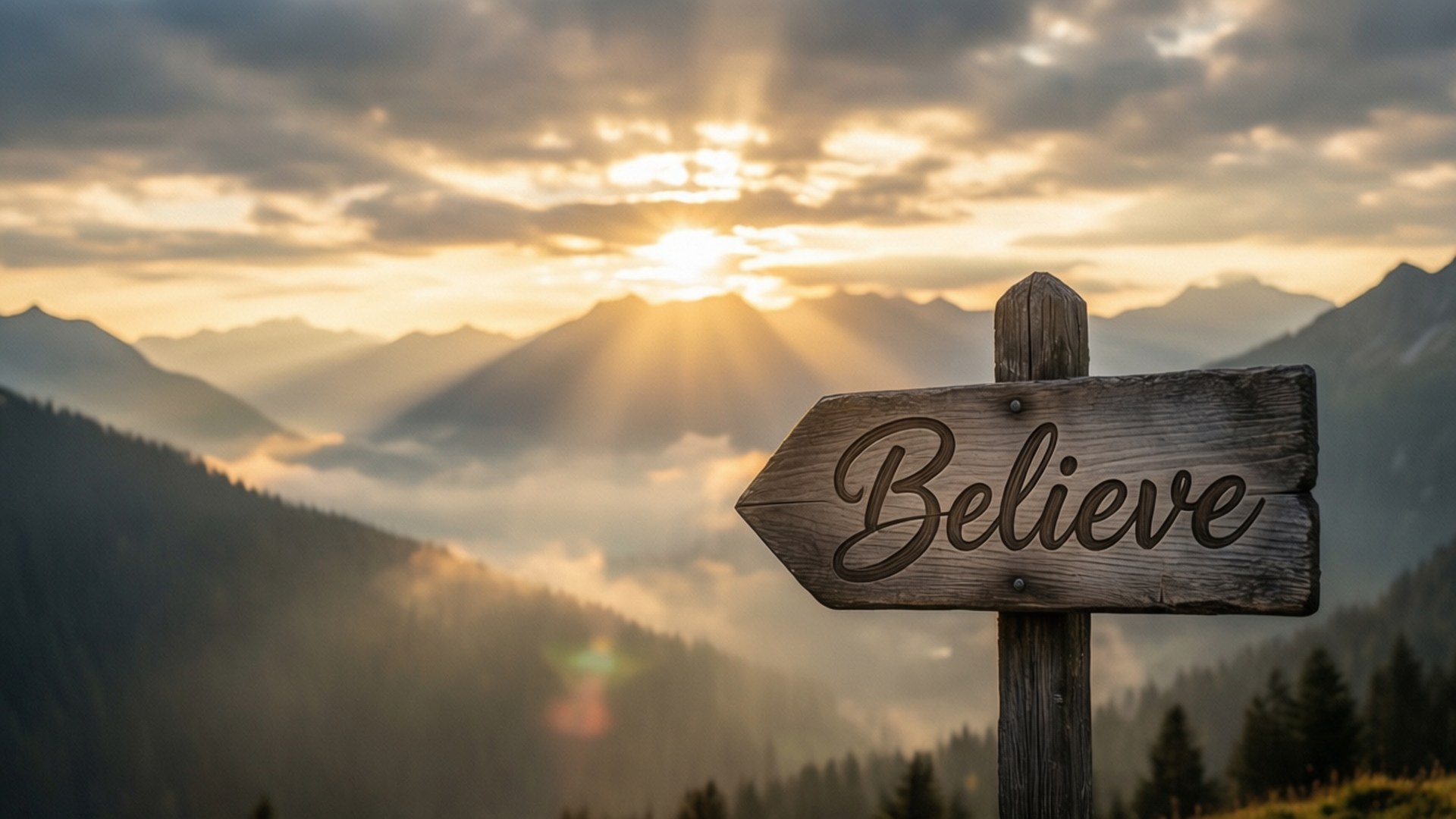 Sunrise Mountain Believe by Wallpapers.art Studio