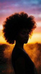 Sunset Afro Silhouette