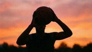 Sunset Basketball Silhouette