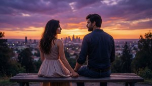 Sunset Bench Romance