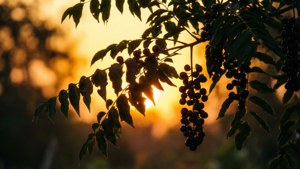 Sunset Berry Silhouettes