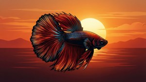 Sunset Betta Silhouette