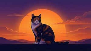 Sunset Calico Silhouette