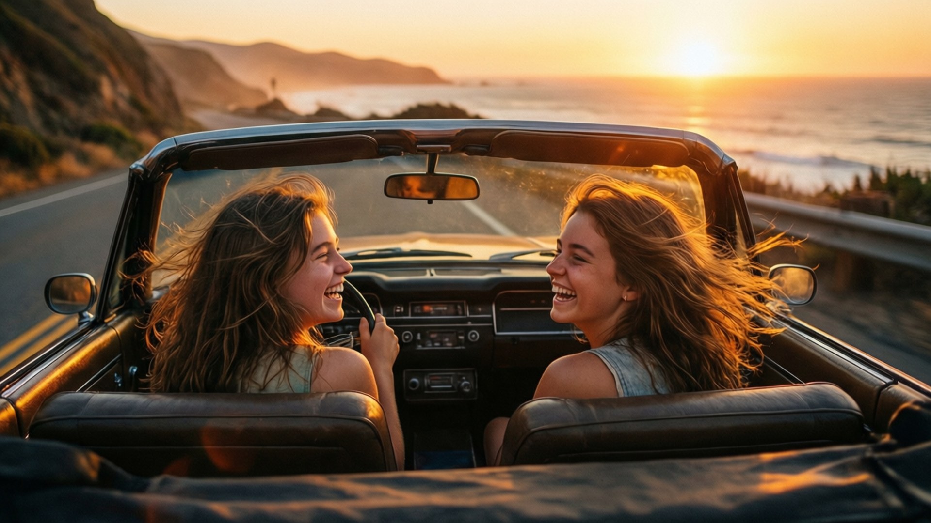 Sunset Car Ride by Wallpapers.art Studio