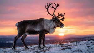 Sunset Caribou Silhouette