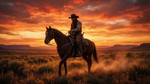 Sunset Cowboy Silhouette