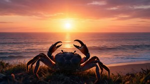 Sunset Crab Silhouette