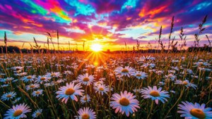 Sunset Daisy Field