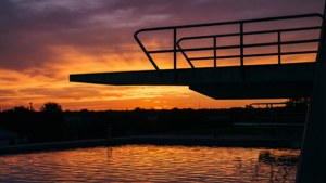 Sunset Diving Board Silhouette