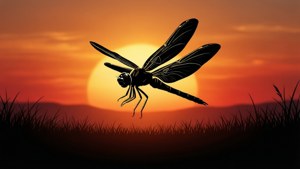 Sunset Dragonfly Silhouette