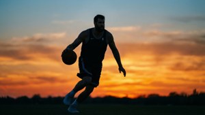 Sunset Dribble Silhouette