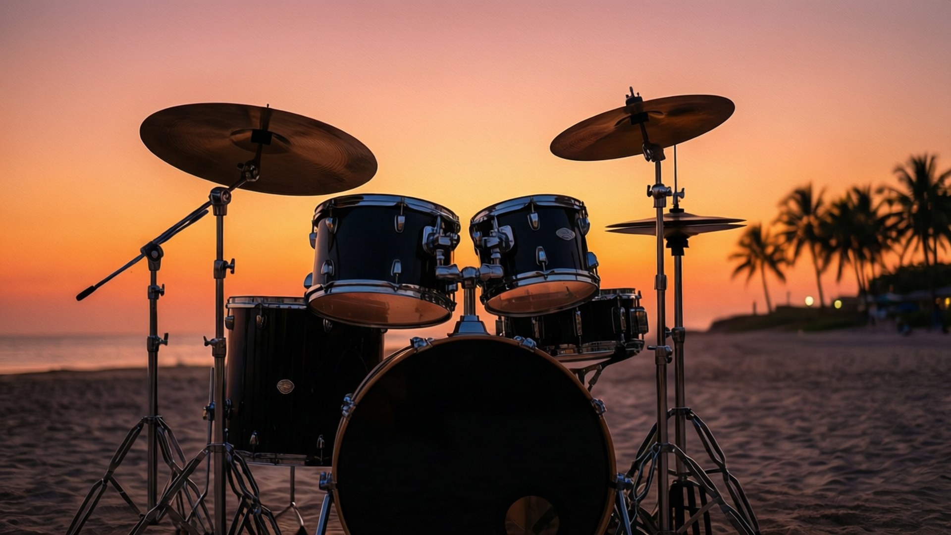 Sunset Drums Silhouette by Wallpapers.art Studio