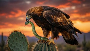 Sunset Eagle on Cactus