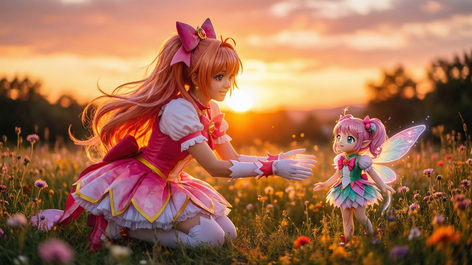 Sunset Fairy Encounter by Wallpapers.art Studio