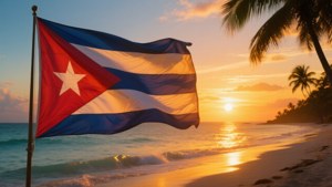 Sunset Flag on Beach