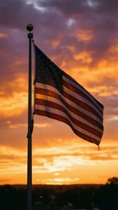 Sunset Flag Silhouette
