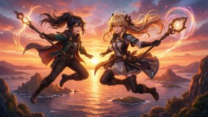 Sunset Flight Together